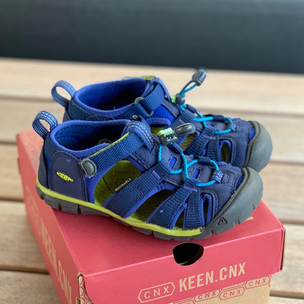 KEEN SEACAMP II CNX  unisex KIDS 11 - Blue Depths/Chartreuse